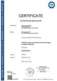 standard quality requirements for fusion welding of metallic materials according to EN ISO 3834-3